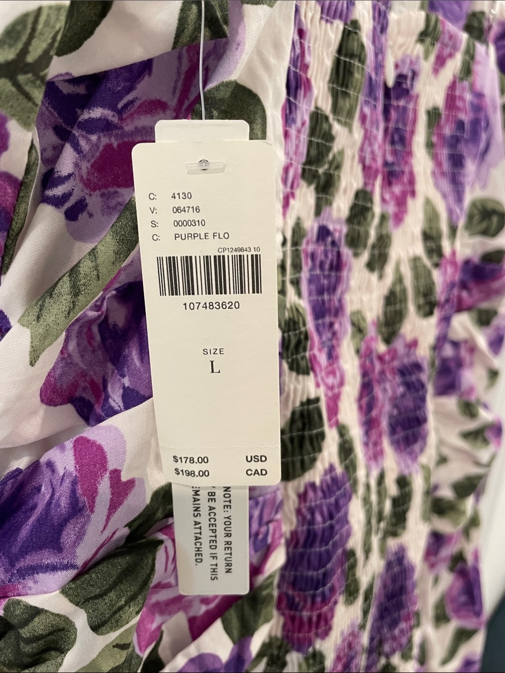 Anthropologie Maeve Brand NWT!!! Purple Floral Smocked Spaghetti Strap Dress - Picture 6 of 9